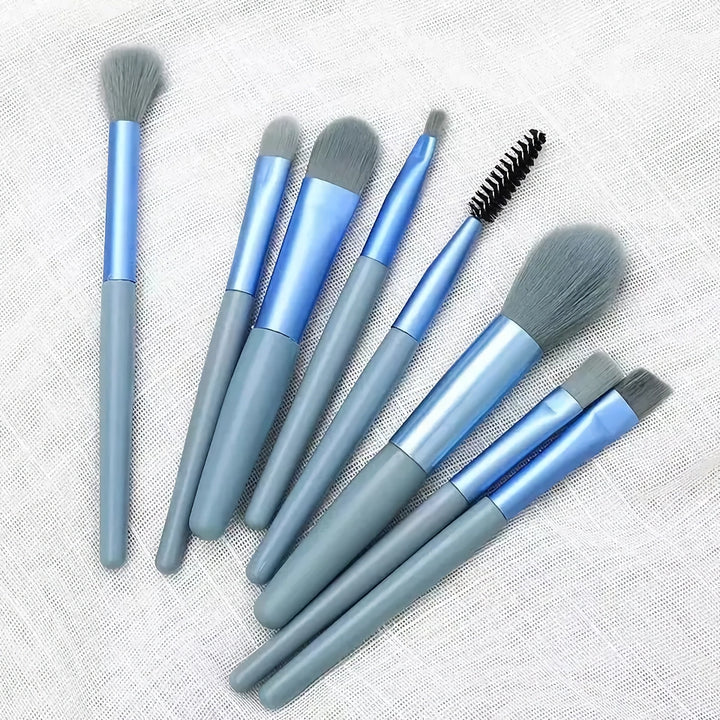 8-Piece Mini Travel Makeup Brush Set - Soft, Portable, Essential