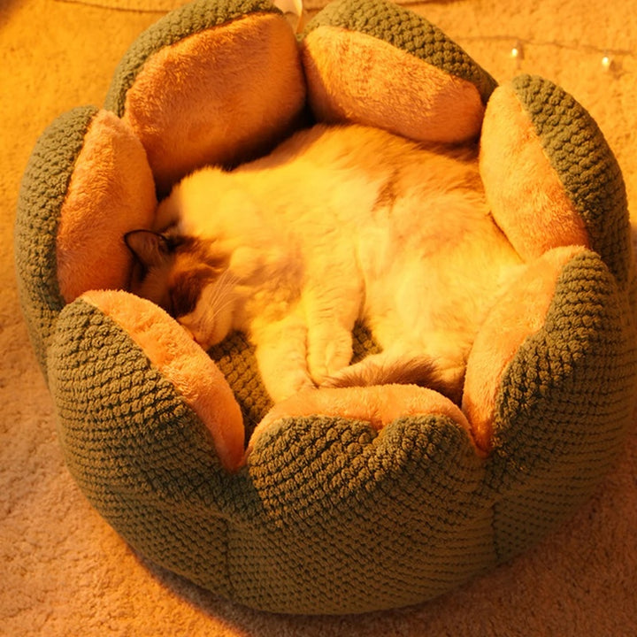 Pet Kennel Cactus Petal Shape Large Space Soft And Warm Sleeping Nest Cat And Dog Kennel Mat