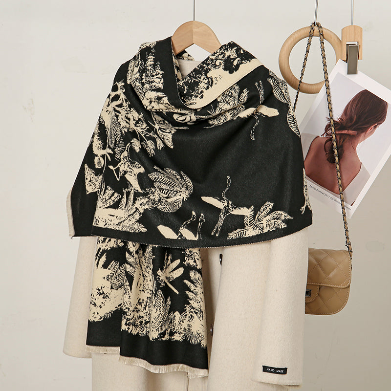 Luxurious Cashmere Floral Scarf