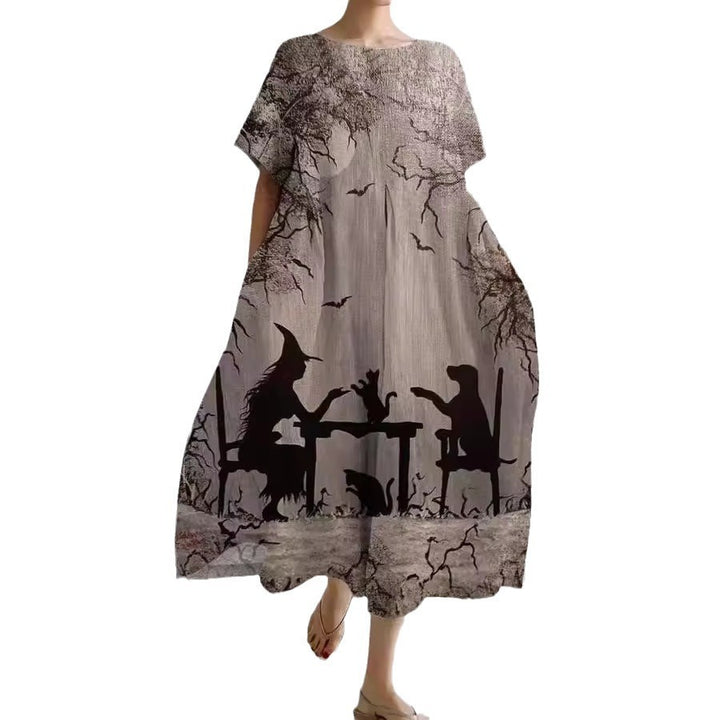 Printed Halloween Casual Plus Size Women's Dress