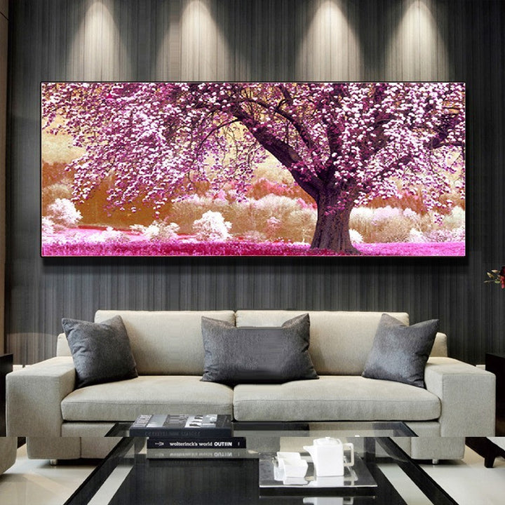 Cross Living Room Forest Landscape Painting Flowers Blooming Rich Trees Place Of First Love