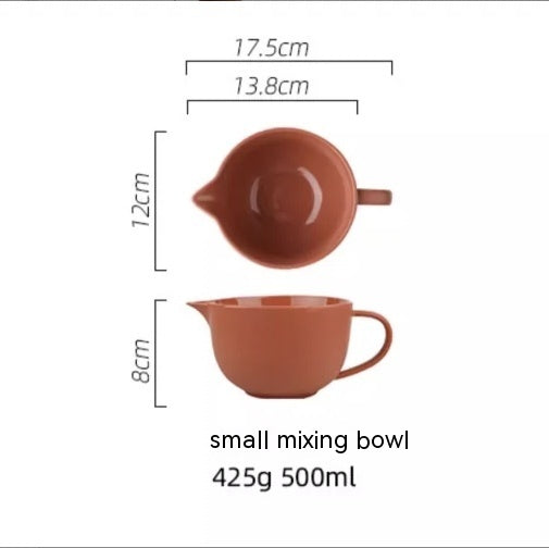 Ceramic Mixing Bowl Egg Beating Handle Baking At Home Pointed Drainage