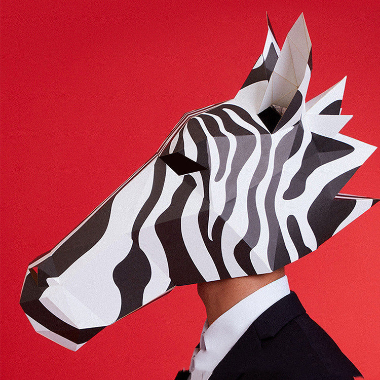 Black And White Horse Animal Origami Headgear Halloween Christmas