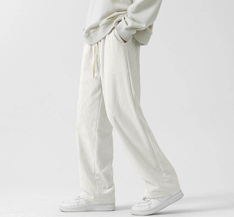 Fleece-lined Thick Loose Straight Corduroy Pants