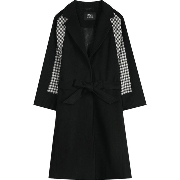 Black Spliced Wool Coat