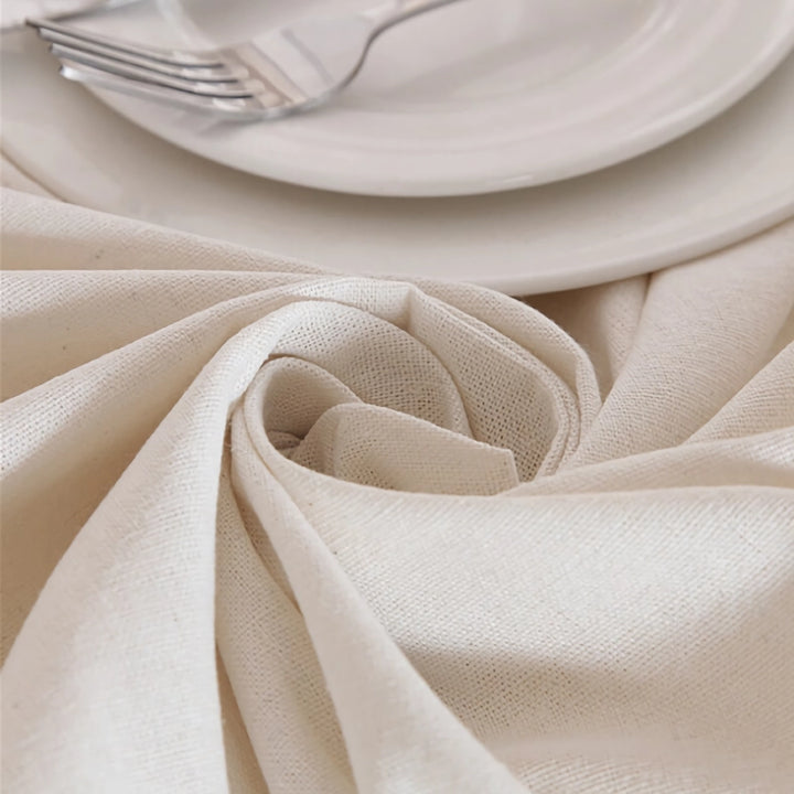 Polyester Linen Tablecloth with Lace Edge