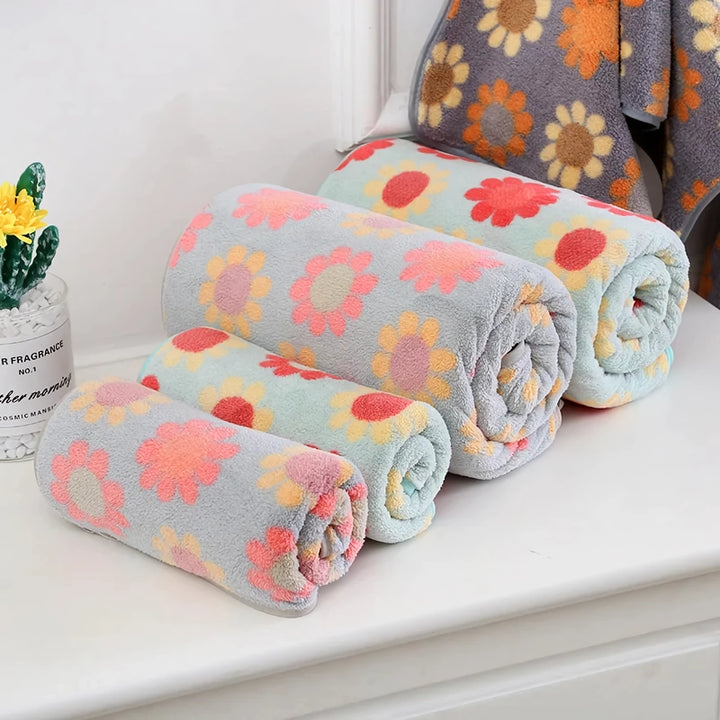 Microfiber Absorbent Floral Printed Bathroom Towel Set