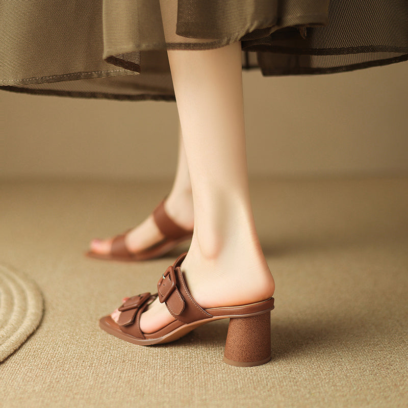 Elegant Women's Genuine Leather High Heel Sandals
