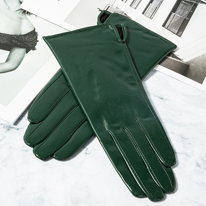 Touch Screen Gloves With Plush And Thick Leather Lining