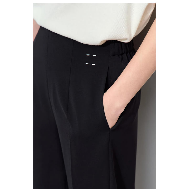 Minimalist Women's Woven Straight Pants with Embroidery