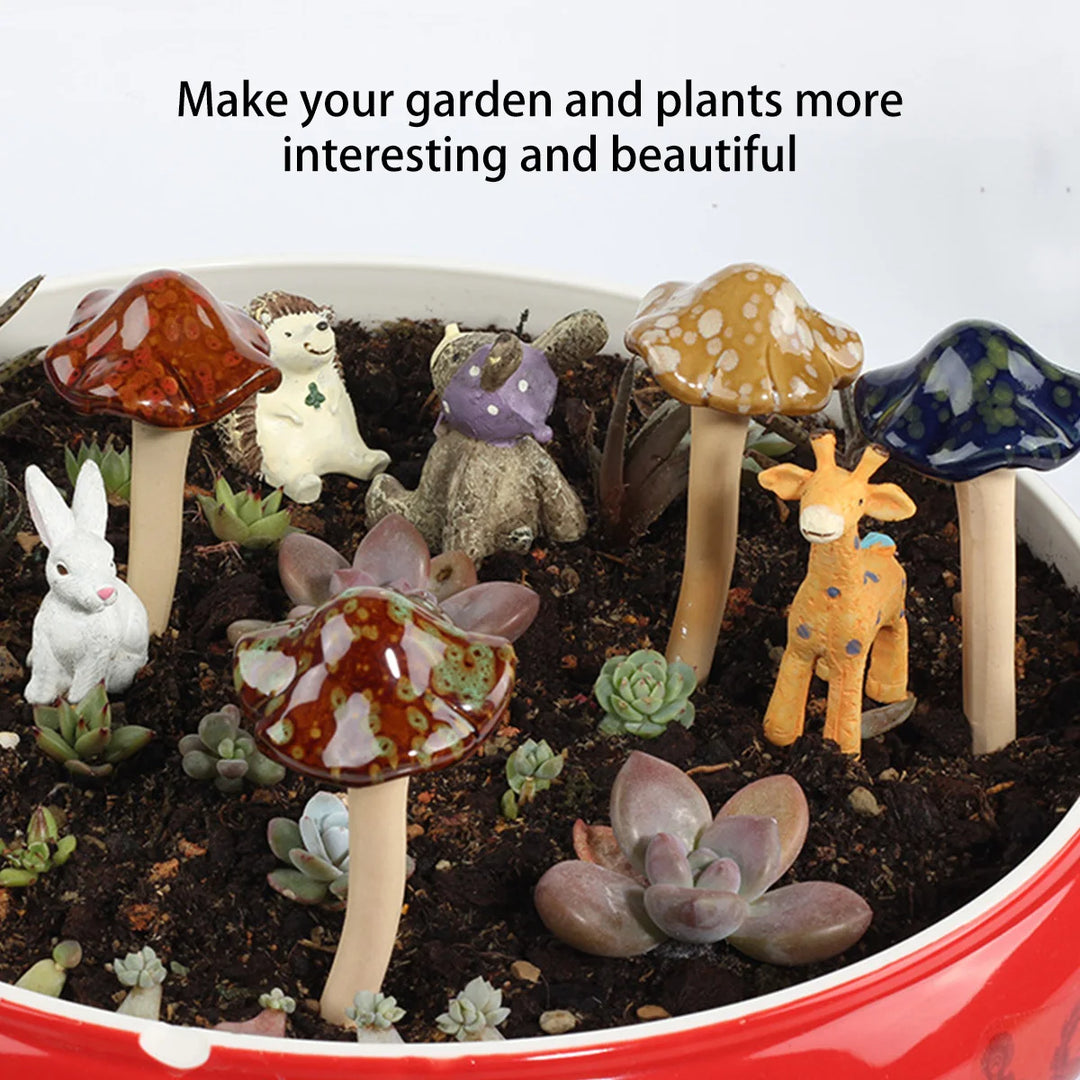 4Pcs Ceramic Garden Mushroom Ornaments – Realistic Waterproof Fairy Decorations