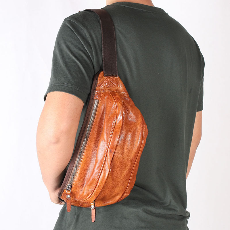 Men's One-shoulder Retro Leather Leisure Bag