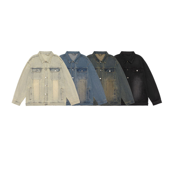 American Retro Washed Denim Jacket Fall And Winter Lapels Jacket