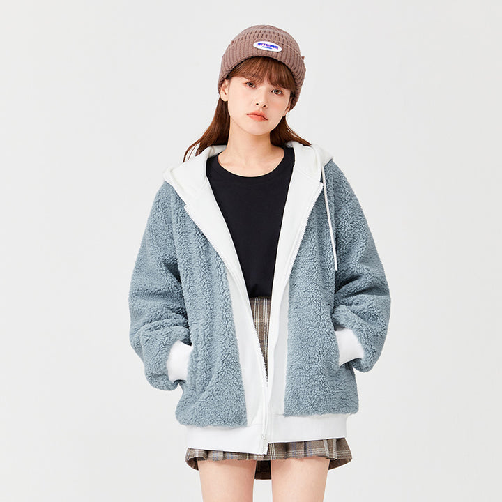 Women's Imitation Lamb Wool Hooded Coat