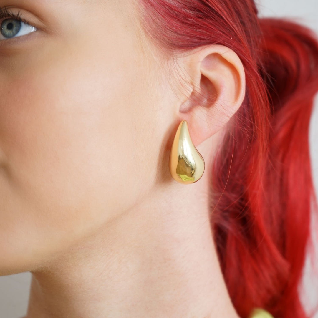 Chunky Gold-Plated Waterdrop Teardrop Earrings