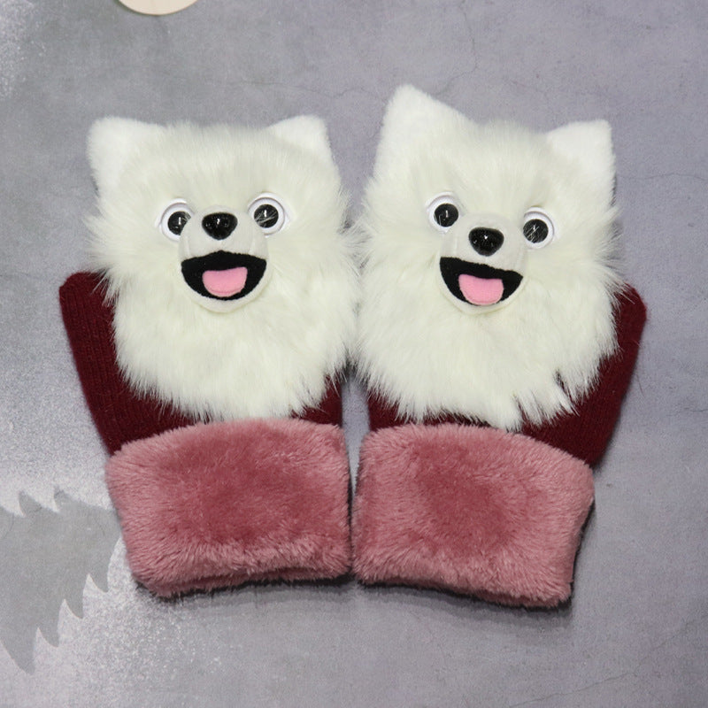 Winter Women's Plush Cartoon Animal Gloves