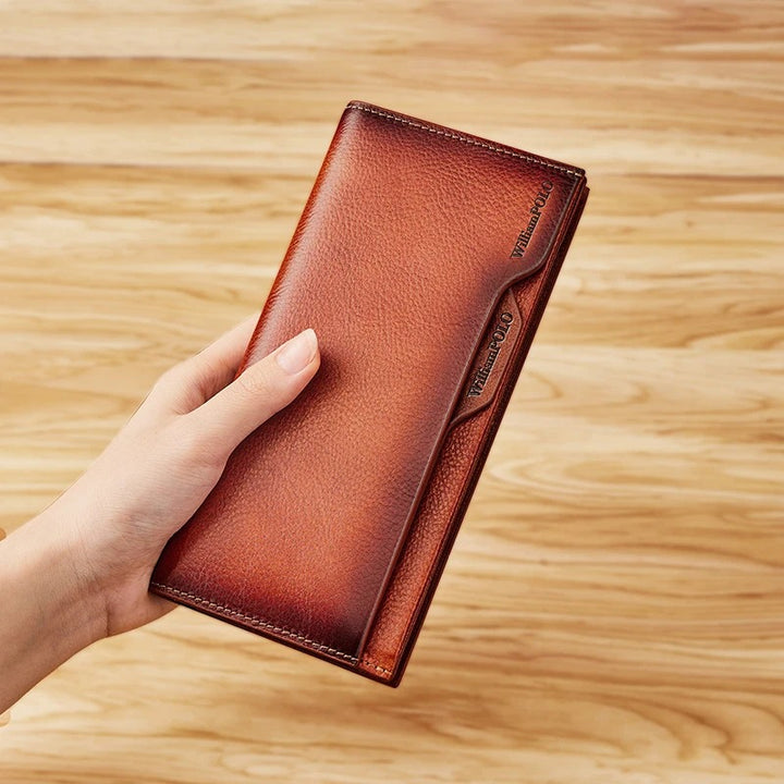 Long Leather Wallet with Strap