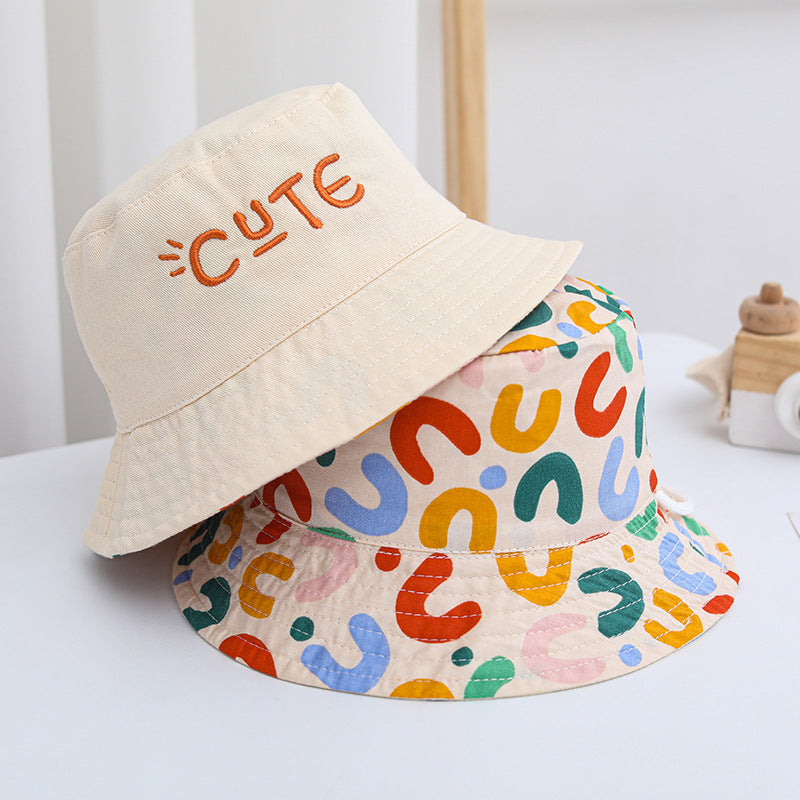 Solid Letter Print Kids Bucket Hat