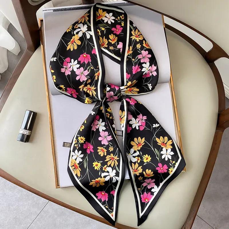 Floral Print Long Polyester Scarf - Versatile & Stylish Accessory for Every Season