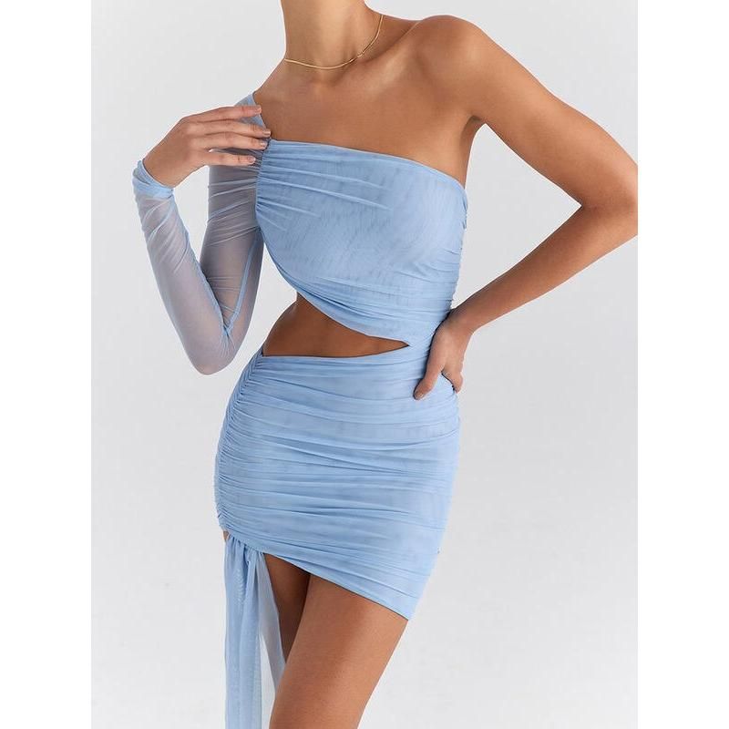 Chic Backless Mini Dress with Mesh Overlay