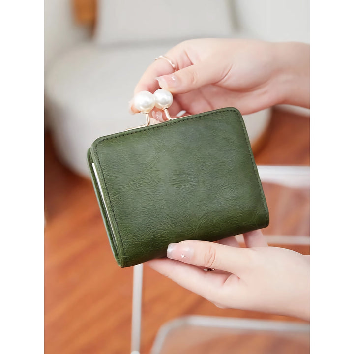 Compact Retro Pearl Wallet - High Capacity PU Leather Wallet