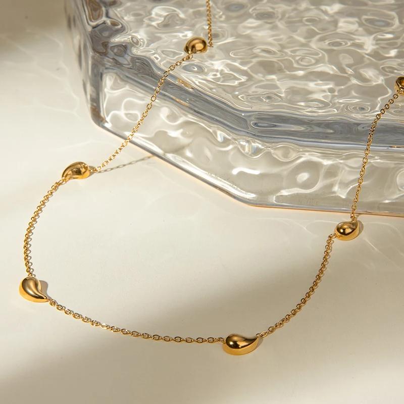 18K Gold PVD Plated Stainless Steel Water Drop Necklace for Women