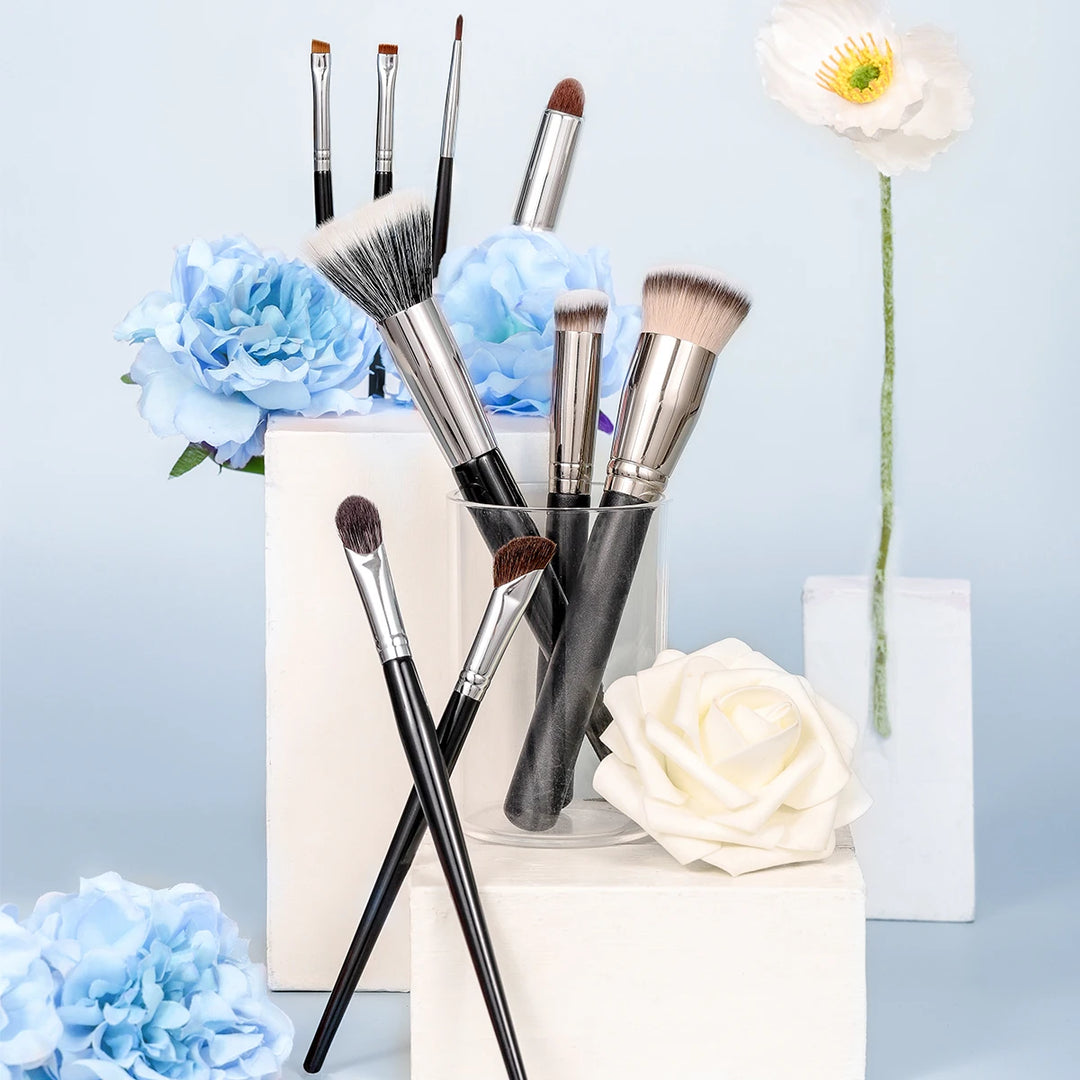 Professional 9-Piece Makeup Brush Set for Foundation, Contour, Eyeshadow, and Blending