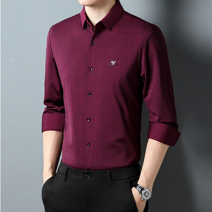 Casual Long Sleeve Lapel Seamless Adhesive Shirt