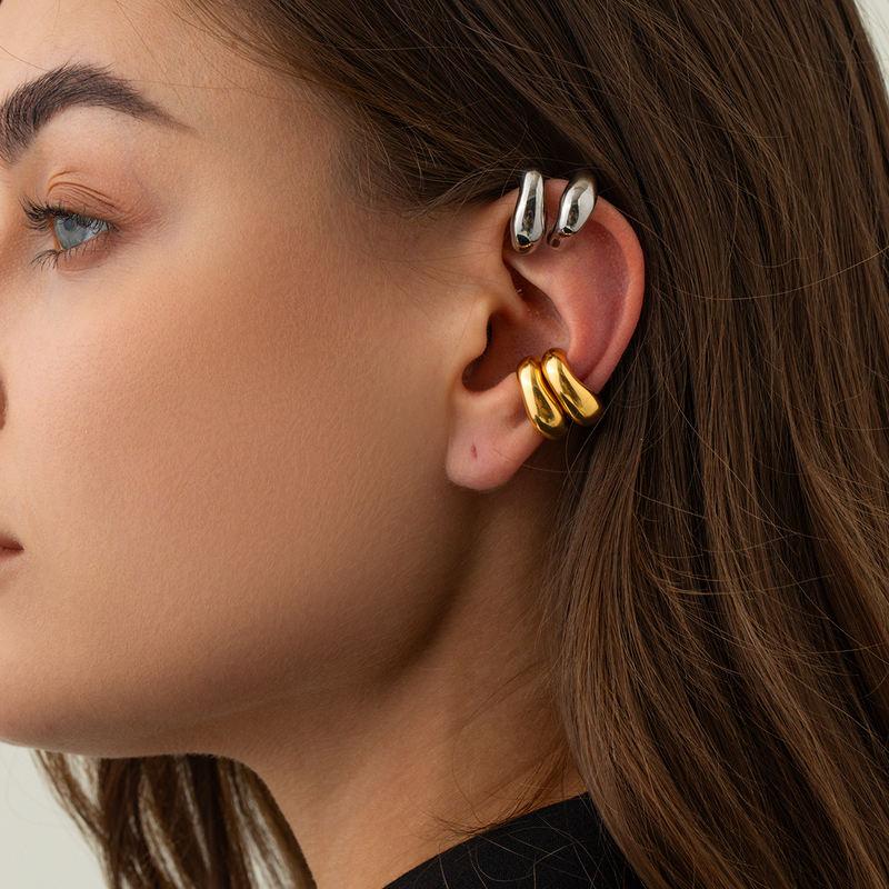 18K Gold Plated Stainless Steel Irregular Smooth Ear Clip