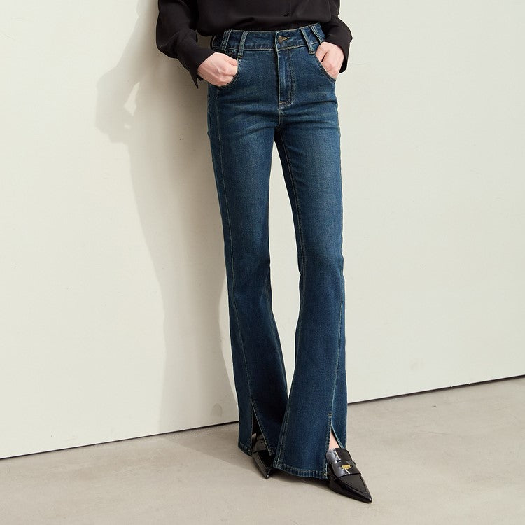 Minimalist Retro Slim Fit Denim Jeans for Women - Autumn Collection