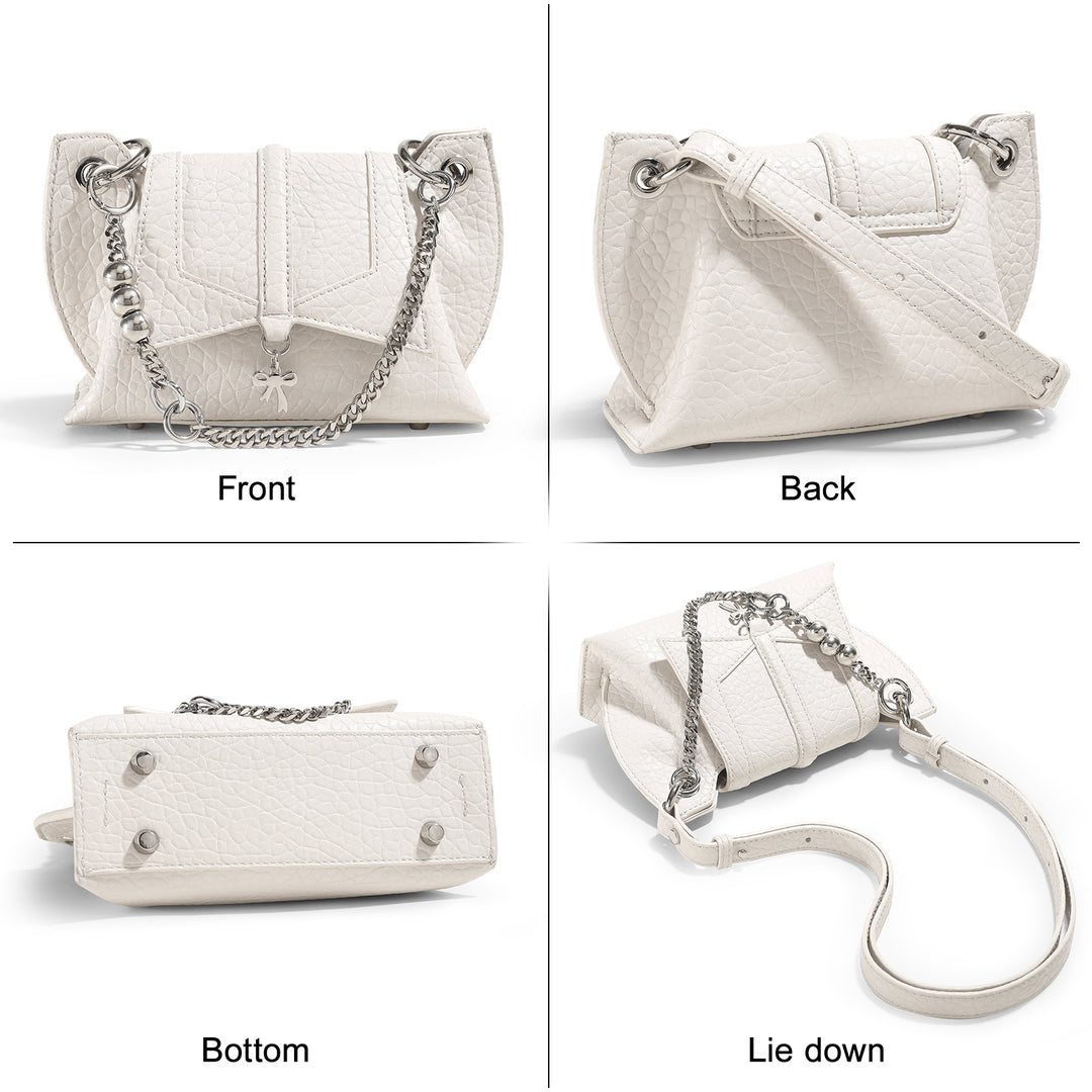 High-End Texture White Butterfly Wing Shoulder Crossbody Bag