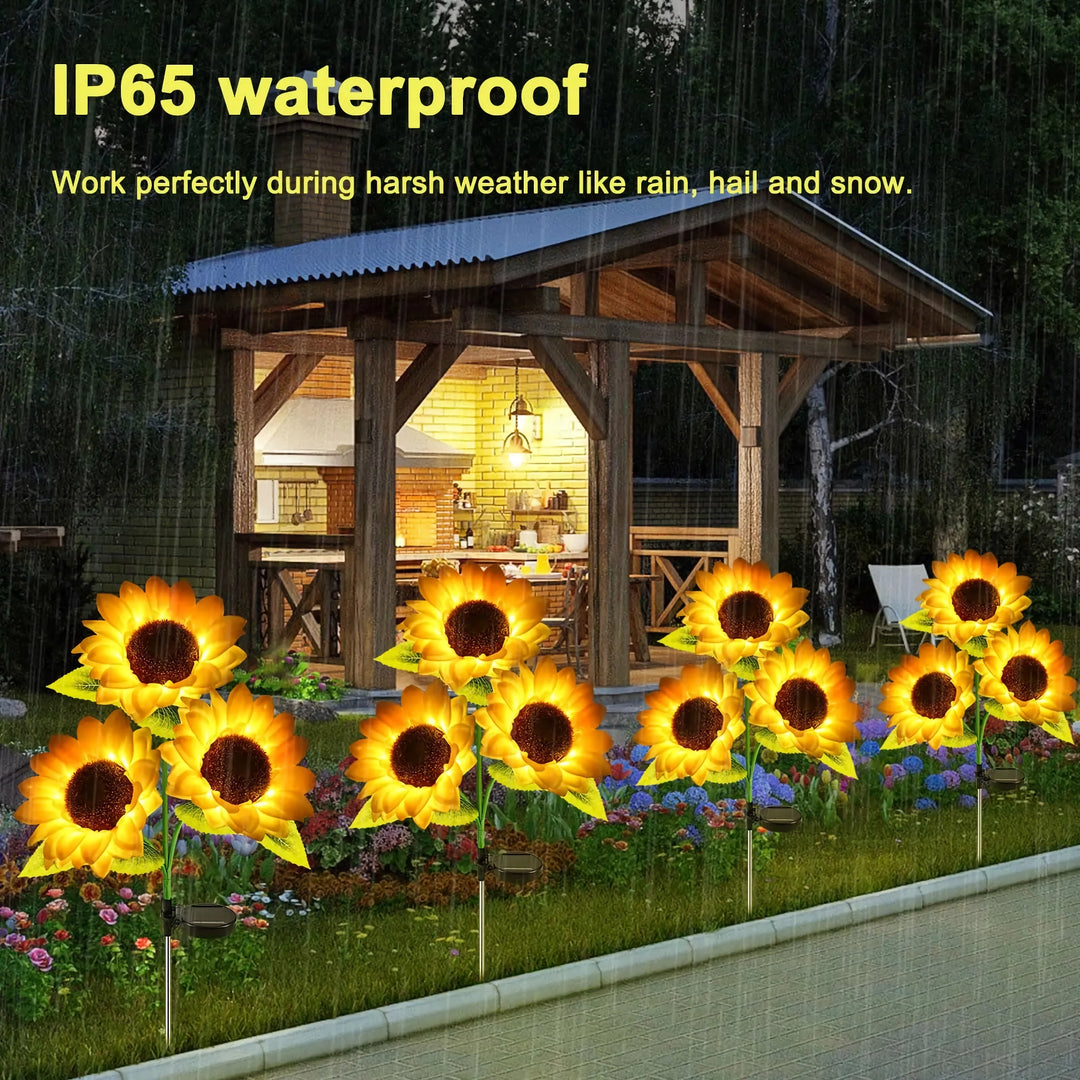 2-Pack Solar Sunflower Garden Lights - Outdoor Decorative Lights for Patio & Backyard