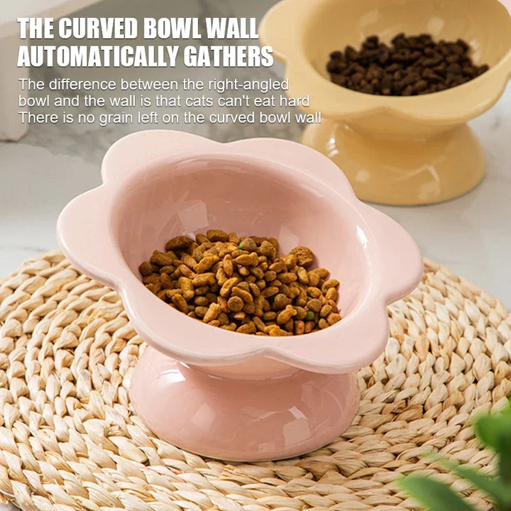 Elevated Ceramic Pet Bowl for Cats and Small Dogs