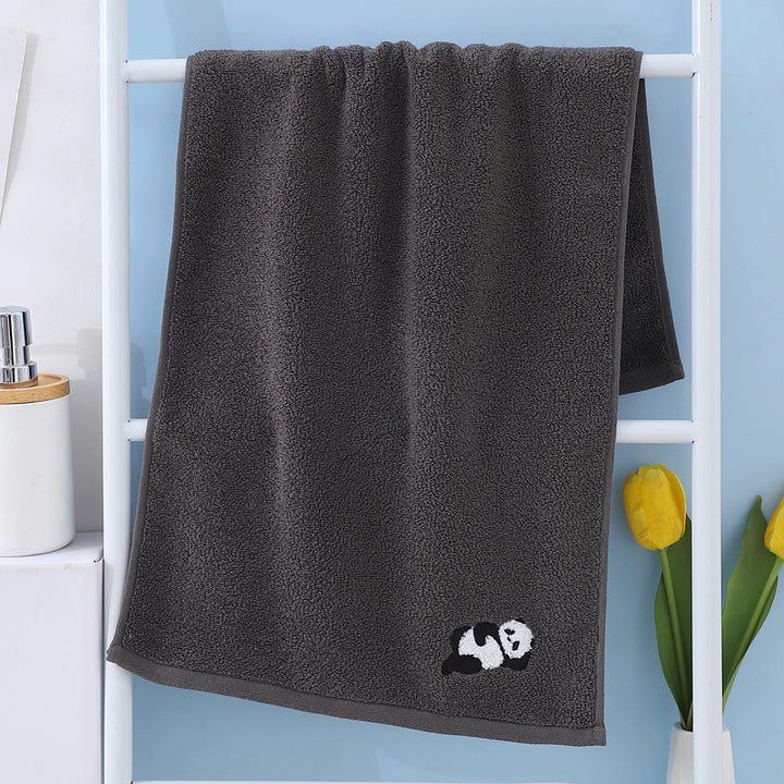 Panda Embroidered Cotton Face Towel - Absorbent and Soft Bathroom Towel