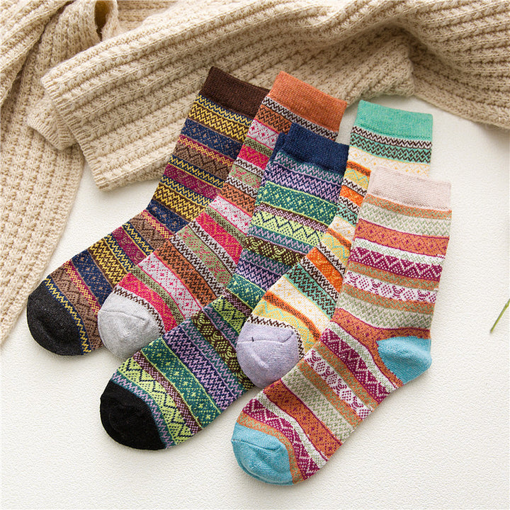 Cozy Wool Striped Women's Socks