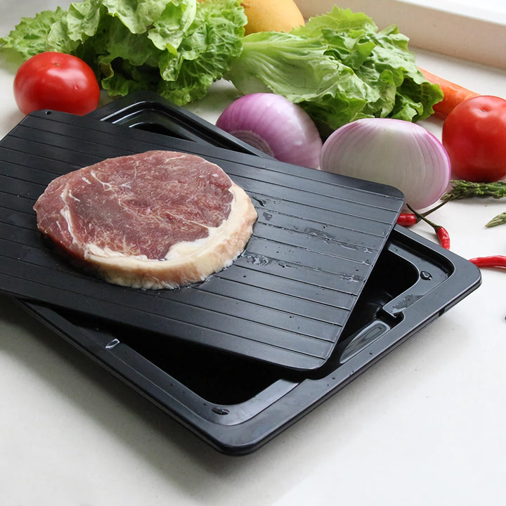 Fast Defrost Tray for Quick Thawing of Frozen Meat, Fish, and Seafood