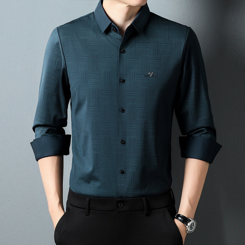 Casual Long Sleeve Lapel Seamless Adhesive Shirt