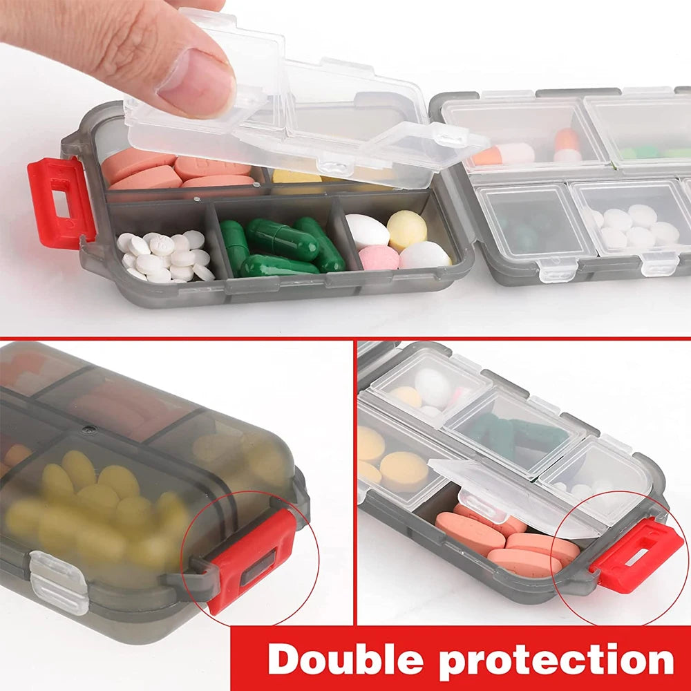 Travel Pill Organizer Pocket Portable Pill Case with 10 Compartments