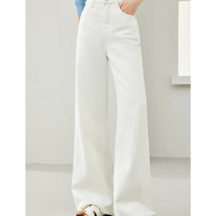 High Waist White Wide Leg Denim Jeans