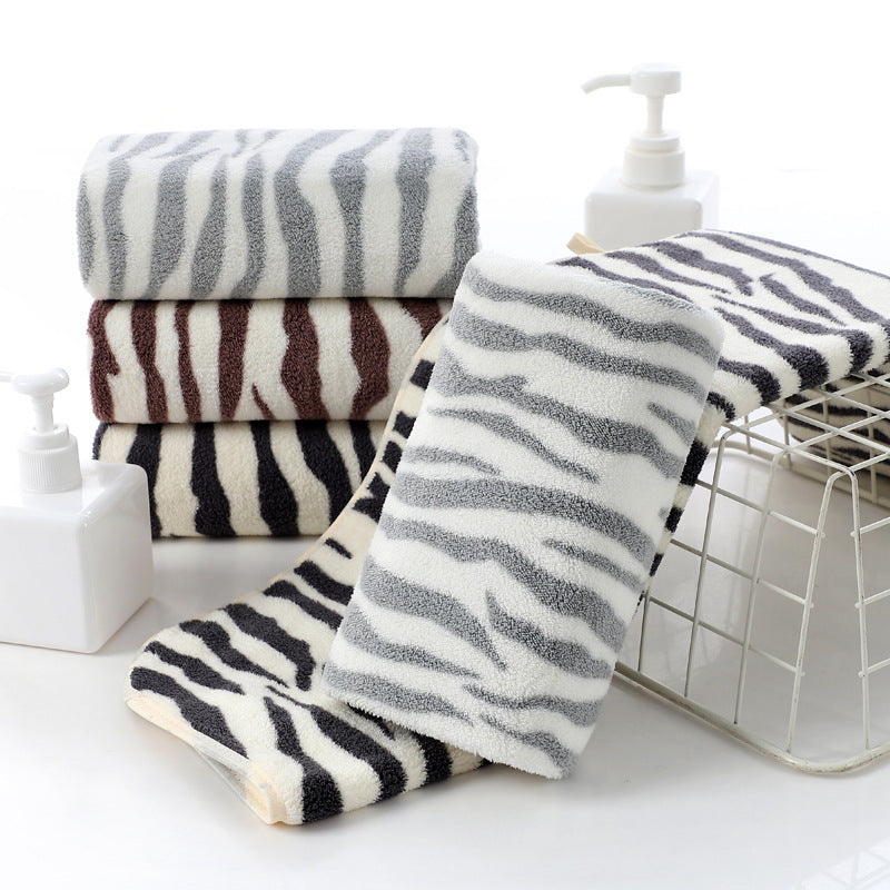 Quick-Dry Zebra Stripe Microfiber Bath and Face Towel