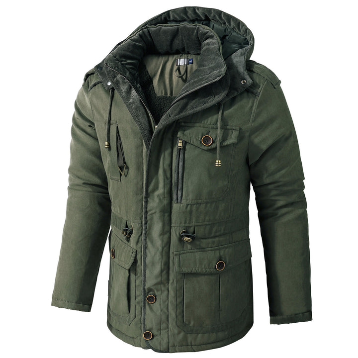 Men's Plus Size Mid-length Fleece-lined Thickened Cotton-padded Coat