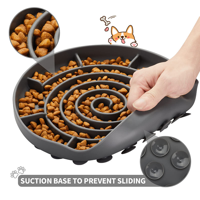 Durable Silicone Slow Feeder Dog Bowl with Suction Cups