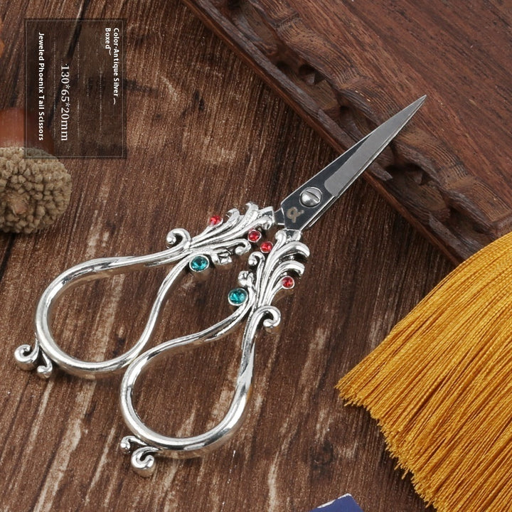 Retro Stainless Steel Pointed Toe Phoenix Tail Paper-cut Window Decoration Scissors