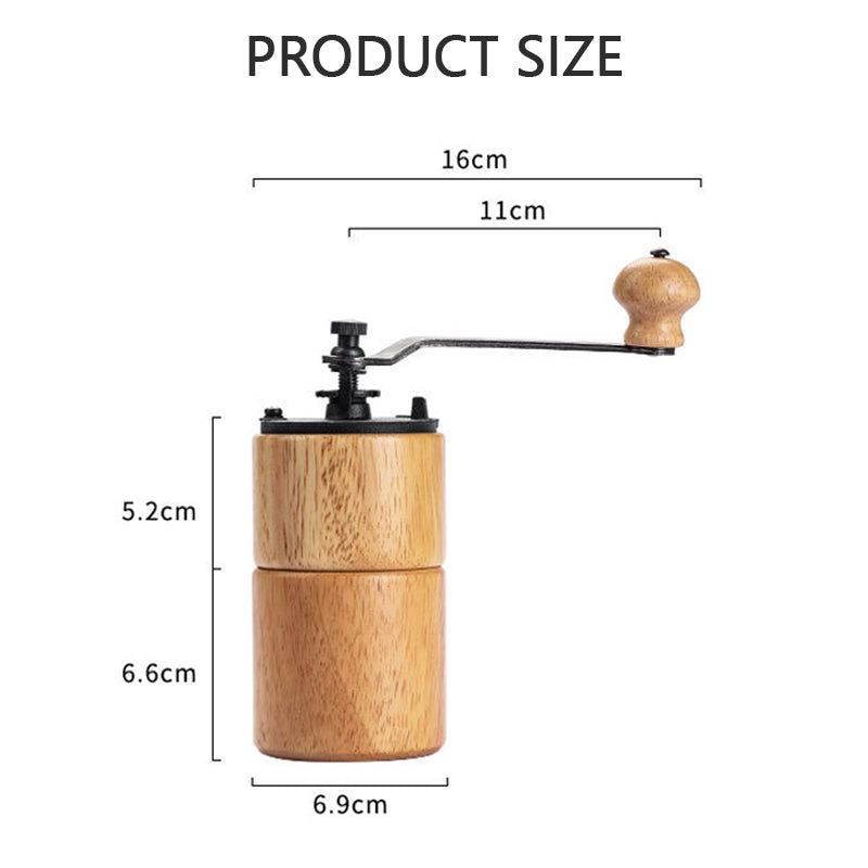 Portable Wooden Manual Coffee Grinder with Steel Conical Burr