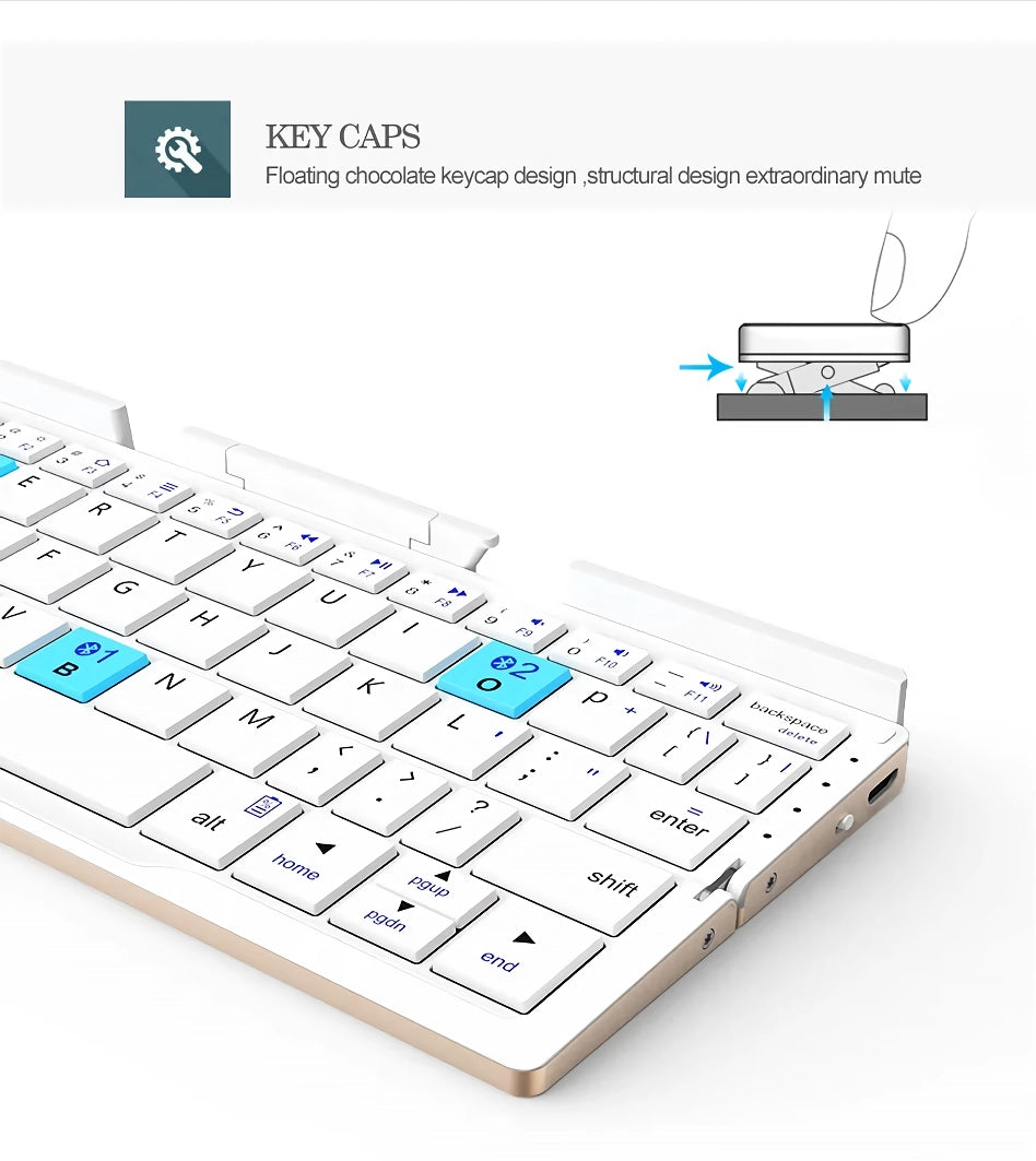 Ultra-Compact Foldable Bluetooth Keyboard with Built-in Stand for Tablets and Smartphones