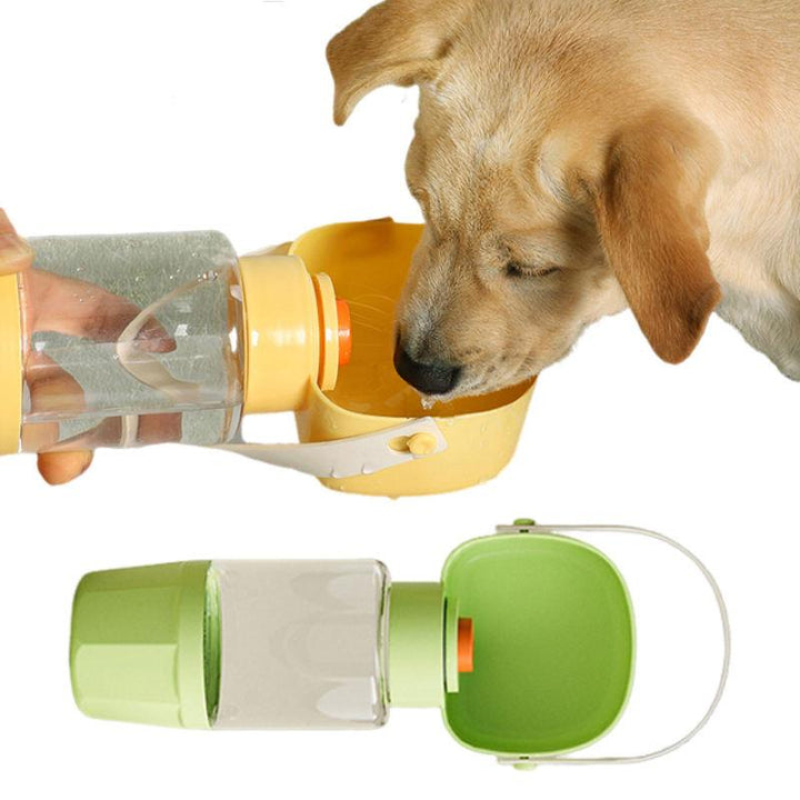 2-in-1 Portable Pet Water Bottle & Feeder - 18.6oz Travel Dispenser