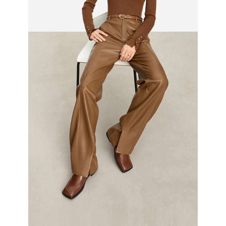 Minimalist PU Leather Casual Pants