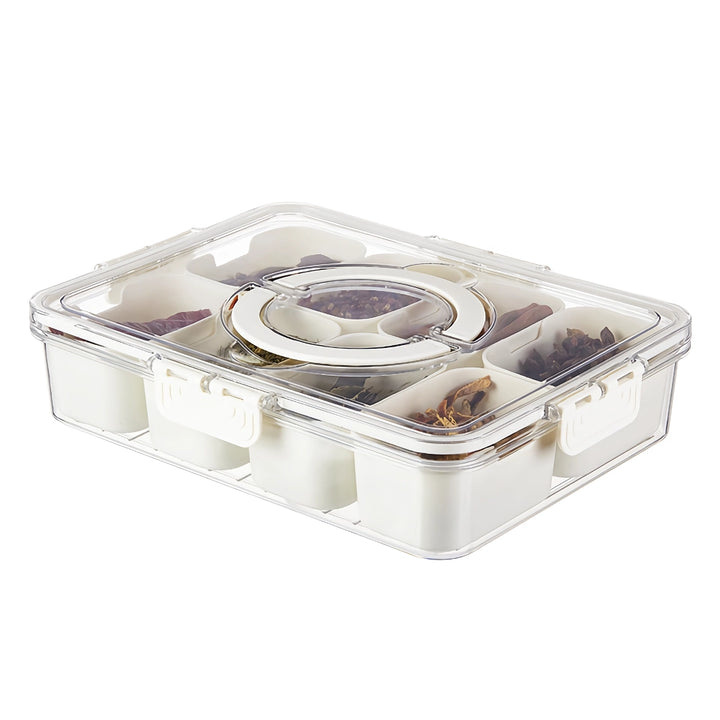 8-Compartment Portable Serving Tray with Lid and Handle