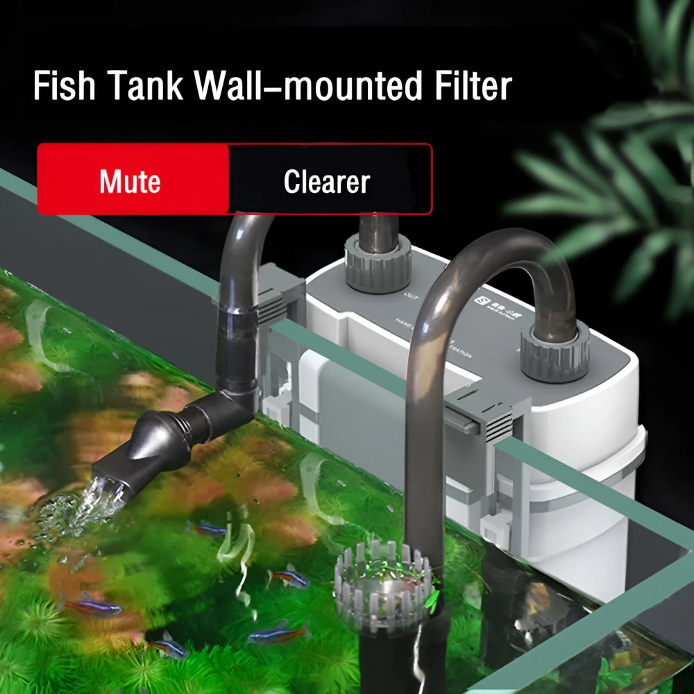 Wall-Mounted Fish Tank Waterfall Filter with Quiet Circulation and Oil Film Removal