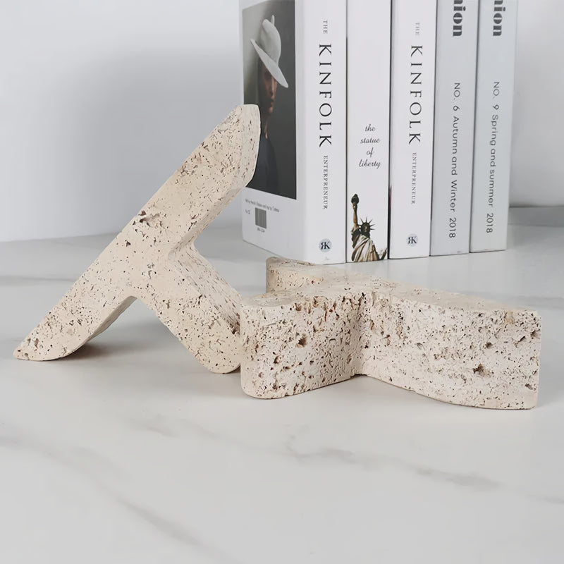 Elegant Travertine Bookends for Shelves